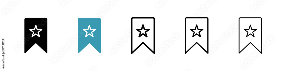 Bookmark icons in black and blue set Bookmark icons in black and blue set