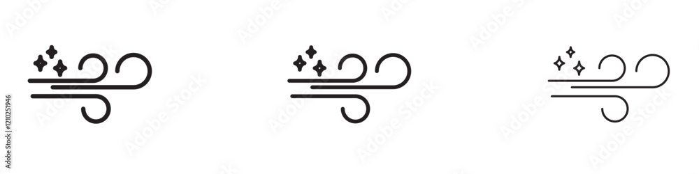 Clean air icons collection in black and blue colors Clean air icons collection in black and blue colors