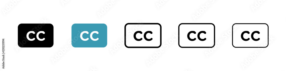 Closed caption icons collection in black and blue colors Closed caption icons collection in black and blue colors