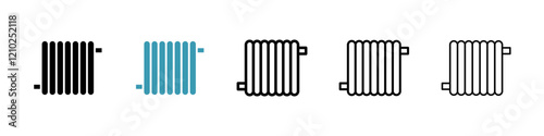 Conditioner heater icons set in black filled and stroke line style