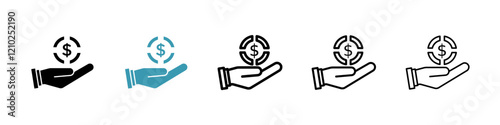 Contribution icons set in black filled and stroke line style