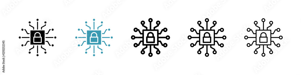 Cyber security icons set in black filled and stroke line style Cyber security icons set in black filled and stroke line style