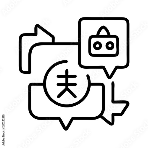 machine translation icon, machine translation line art - simple line art of machine translation, perfect for machine translation logos and icons