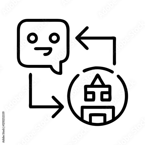 machine translation icon, machine translation line art - simple line art of machine translation, perfect for machine translation logos and icons