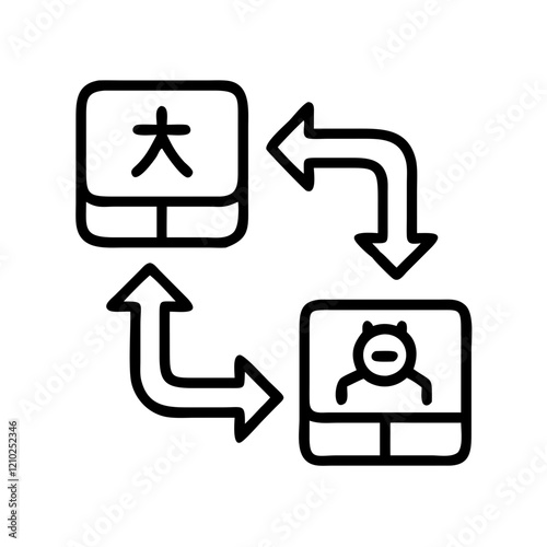 machine translation icon, machine translation line art - simple line art of machine translation, perfect for machine translation logos and icons