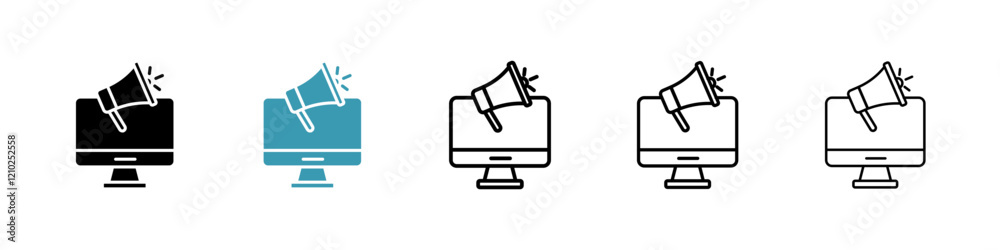 Digital marketing icons set in black filled and stroke line style Digital marketing icons set in black filled and stroke line style
