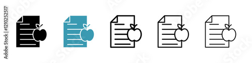 Diet plan icons collection in black and blue colors