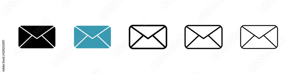 Email Icons vectors. black solid and liner versions Email Icons vectors. black solid and liner versions