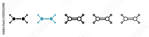 Ethylene molecule icons set in black filled and stroke line style