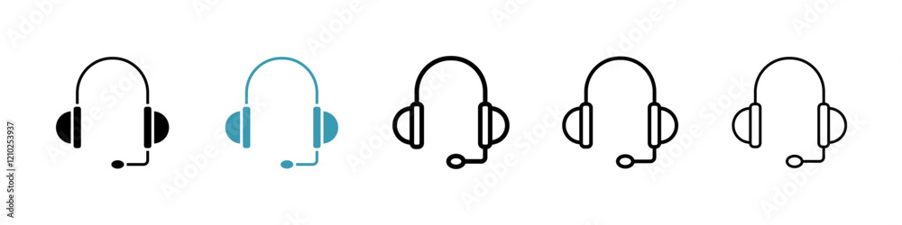 Headset icons in black and blue set