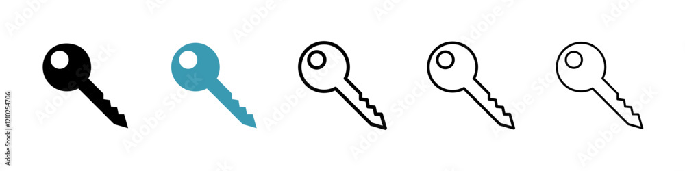 Key Icons vectors. black solid and liner versions Key Icons vectors. black solid and liner versions