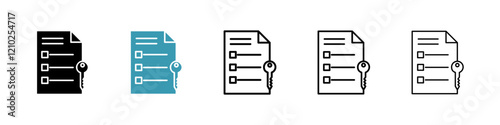 Key takeaway icons set in black filled and stroke line style