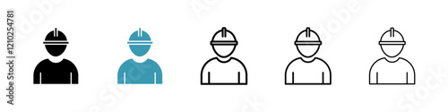 Labour icons set in black filled and stroke line style
