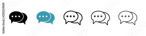 Live chat icons in black and blue set