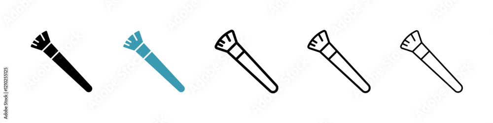 Makeup brush Icons vectors. black solid and liner versions Makeup brush Icons vectors. black solid and liner versions