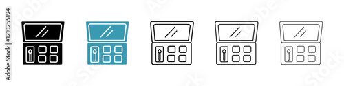 Makeup palette icons collection in black and blue colors