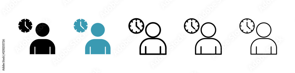 Office hours icons collection in black and blue colors Office hours icons collection in black and blue colors