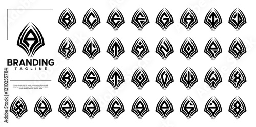 Luxury abstract line letter A-Z initial logo set
