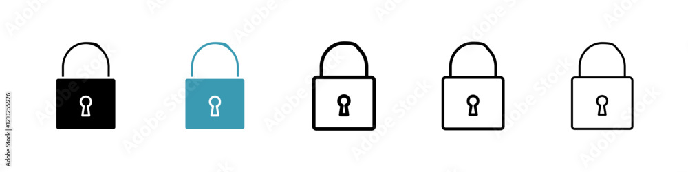 Padlock icons collection in black and blue colors Padlock icons collection in black and blue colors