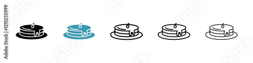 Pancakes icons collection in black and blue colors