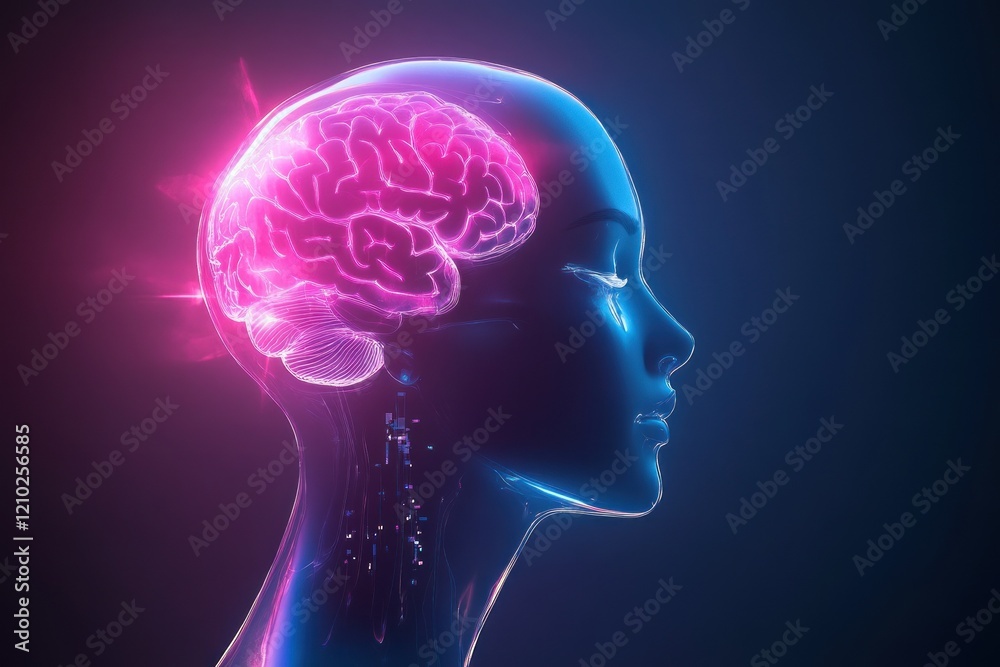 Brightly colored futuristic brain depicting technology Brightly colored futuristic brain depicting technology