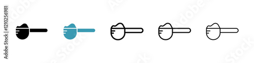 Scoop icons set in black filled and stroke line style