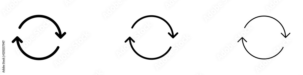 Synchronization icons collection in black and blue colors Synchronization icons collection in black and blue colors