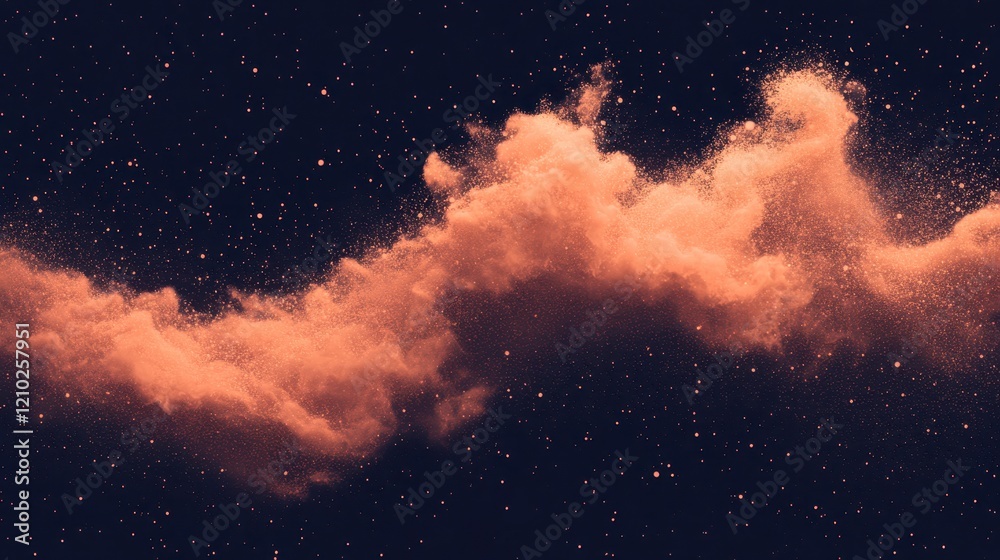 Fototapeta premium Abstract Cosmic Dust Cloud Orange Nebula Starry Night Sky Celestial Background