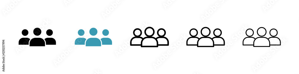 Team icons collection in black and blue colors Team icons collection in black and blue colors