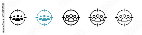 Target audience icons collection in black and blue colors