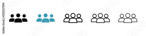 Team icons collection in black and blue colors