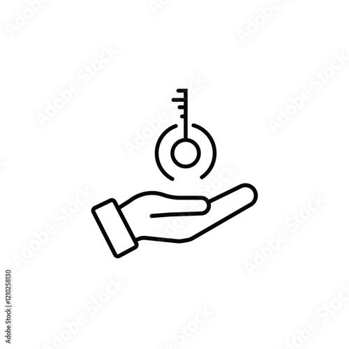 house key and hand icon. home buying icon. vector