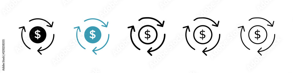 Turnover icons set in black filled and stroke line style Turnover icons set in black filled and stroke line style