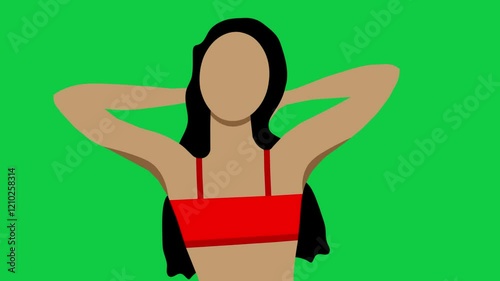 Flat vector illustration of a relaxing girl on green screen