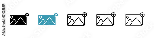 Upload photo icons collection in black and blue colors