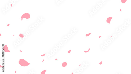 桜吹雪のシンプルな背景イラスト_16:9