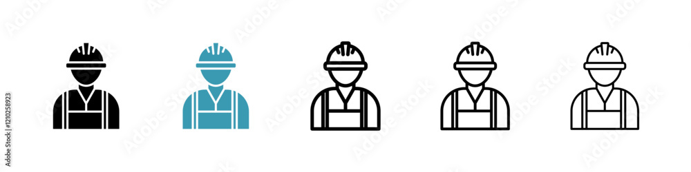 Worker icons vector pack in black and blue colors Worker icons vector pack in black and blue colors