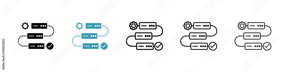 Workflow process icons collection in black and blue colors Workflow process icons collection in black and blue colors