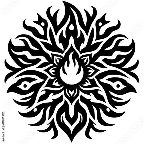 Fire mandala silhouette