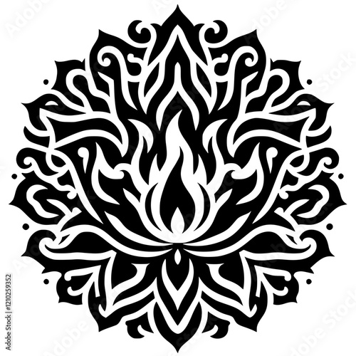 Fire mandala silhouette