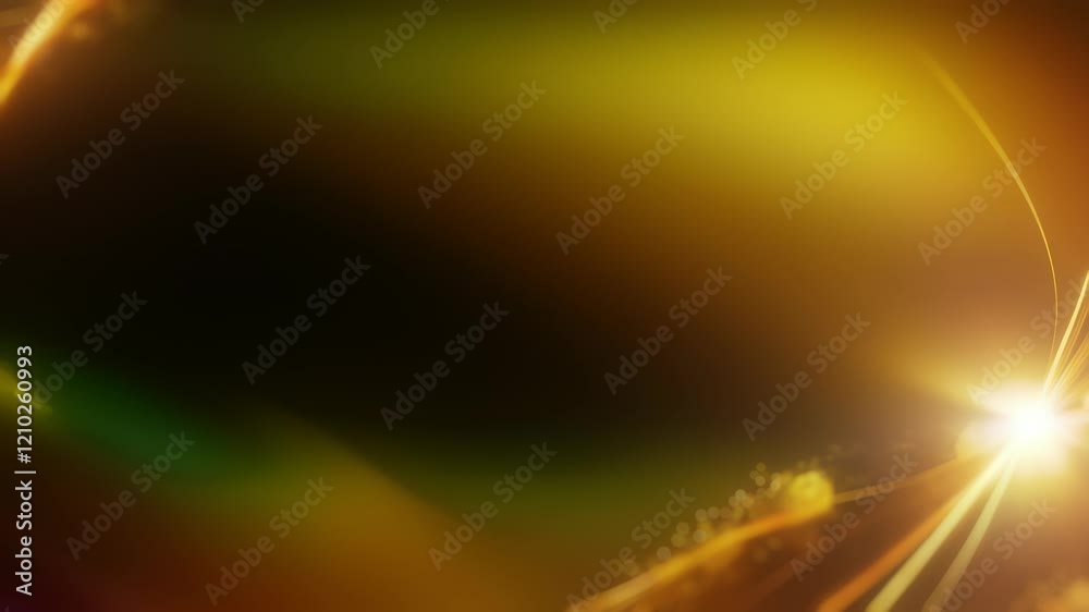 Seamless looping gold light leak and lens flare overlay. Use for cinematic camera effect in video production. 4K loop.