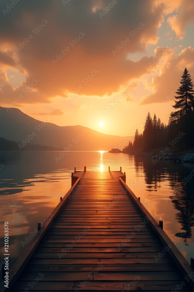 Obraz premium Mesmerizing beauty of sunset over the lake.