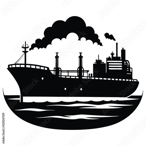 silhouette of a bulk Carrier Ship in Open Ocean