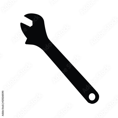 silhouette Wrench in art cartoon illustration style,on white background,This image is made by myself, not using AI