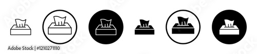 Box tissue icon set in black filled and stroke line style.