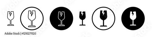 Box fragile icon set in black filled and stroke line style.