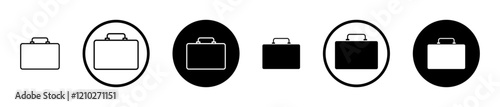 Briefcase icons set in black filled and stroke line style