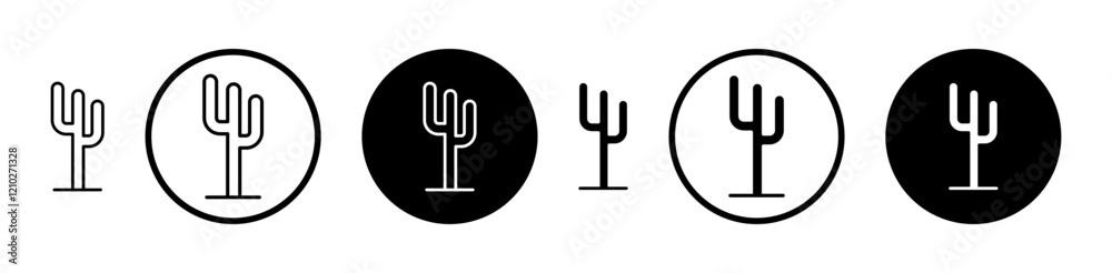 Cactus Icons vectors. black solid and liner versions Cactus Icons vectors. black solid and liner versions
