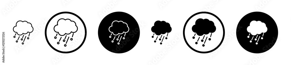 Cloud hail icon set in black filled and stroke line style. Cloud hail icon set in black filled and stroke line style.