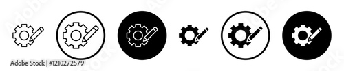 Customize settings icon set in black filled and stroke line style.